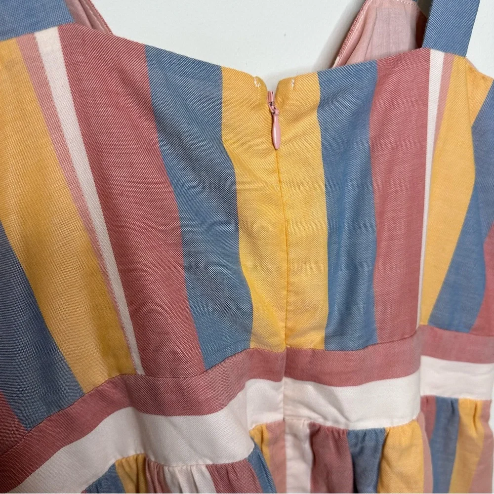 Madewell NWOT Tie-Front Cutout Dress in Sherbet Stripe Size 12 - Picture 4 of 7